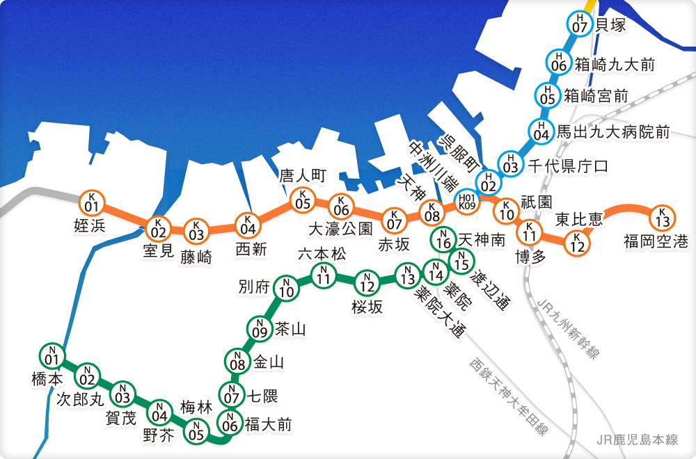 福岡市営地下鉄地図