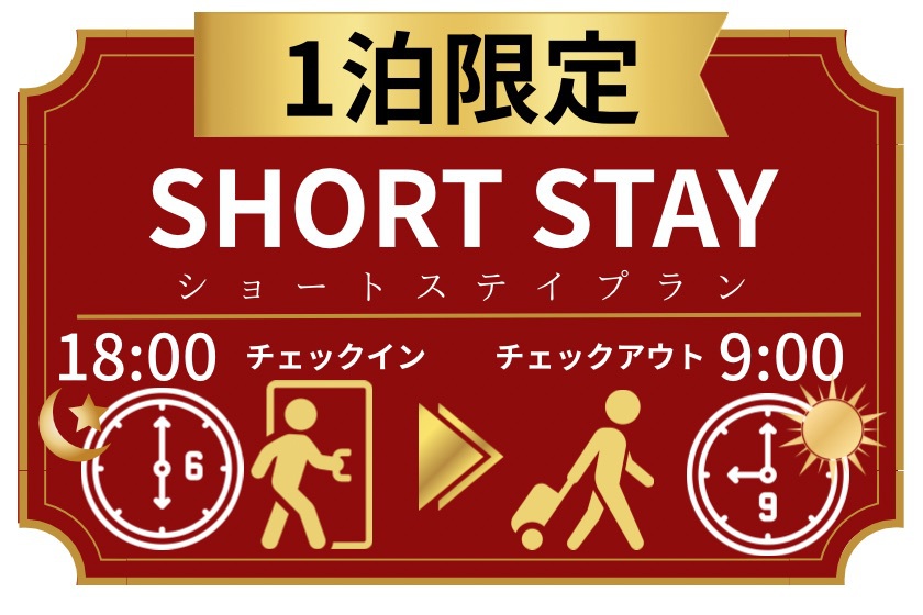 【１泊限定ショートステイ】チェックイン18時〜チェックアウト9時まででお得プラン！（素泊り）