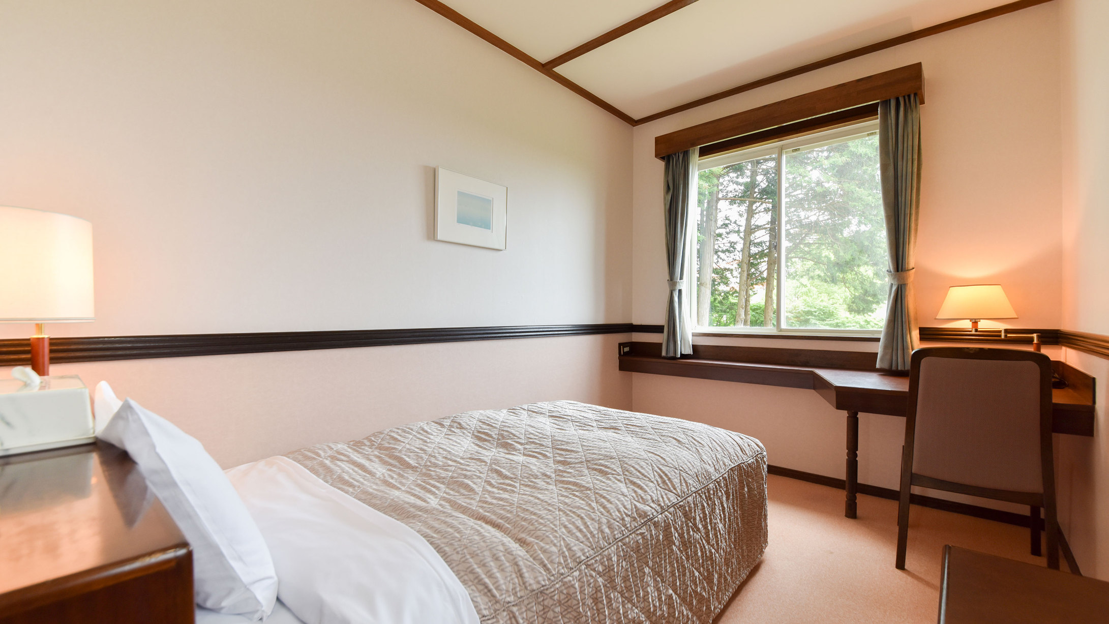 ＊部屋（シングル）／ポットや、テレビ、お茶セットのご用意もございます。