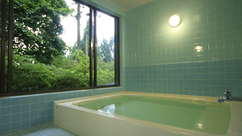 男風呂窓からは豊かな緑が安らぎを与え、まるで森林浴をしているかのようです