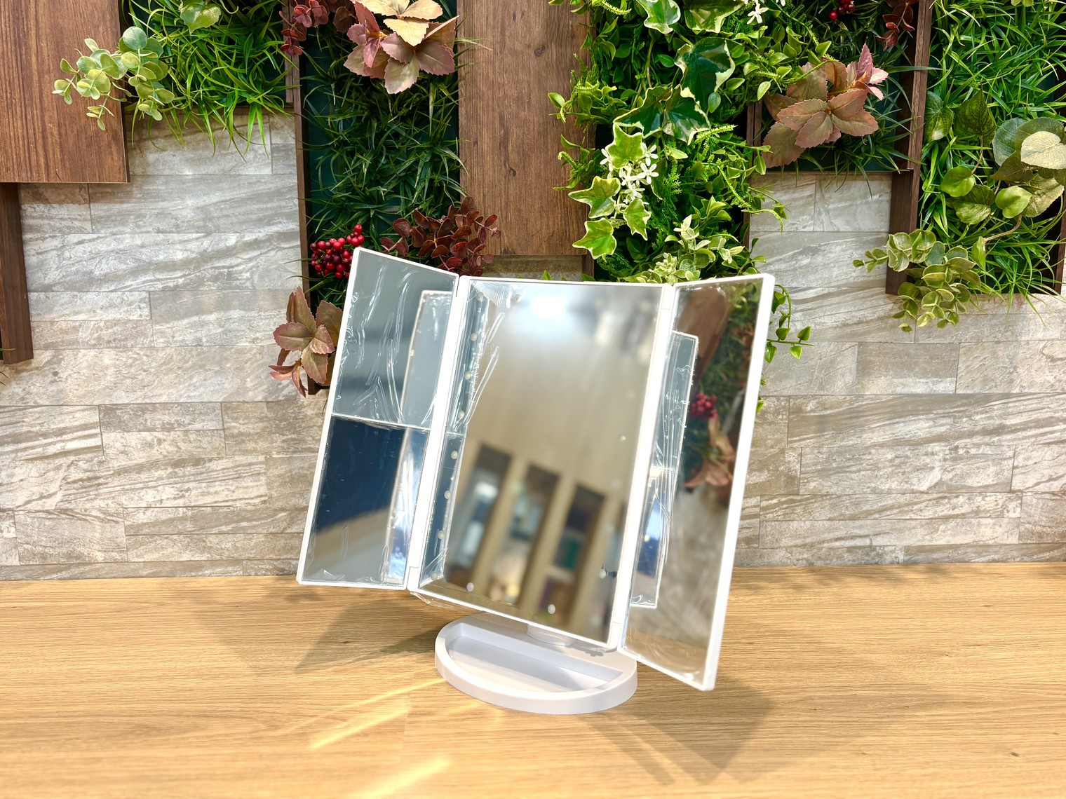 【LED三面卓上ミラー】