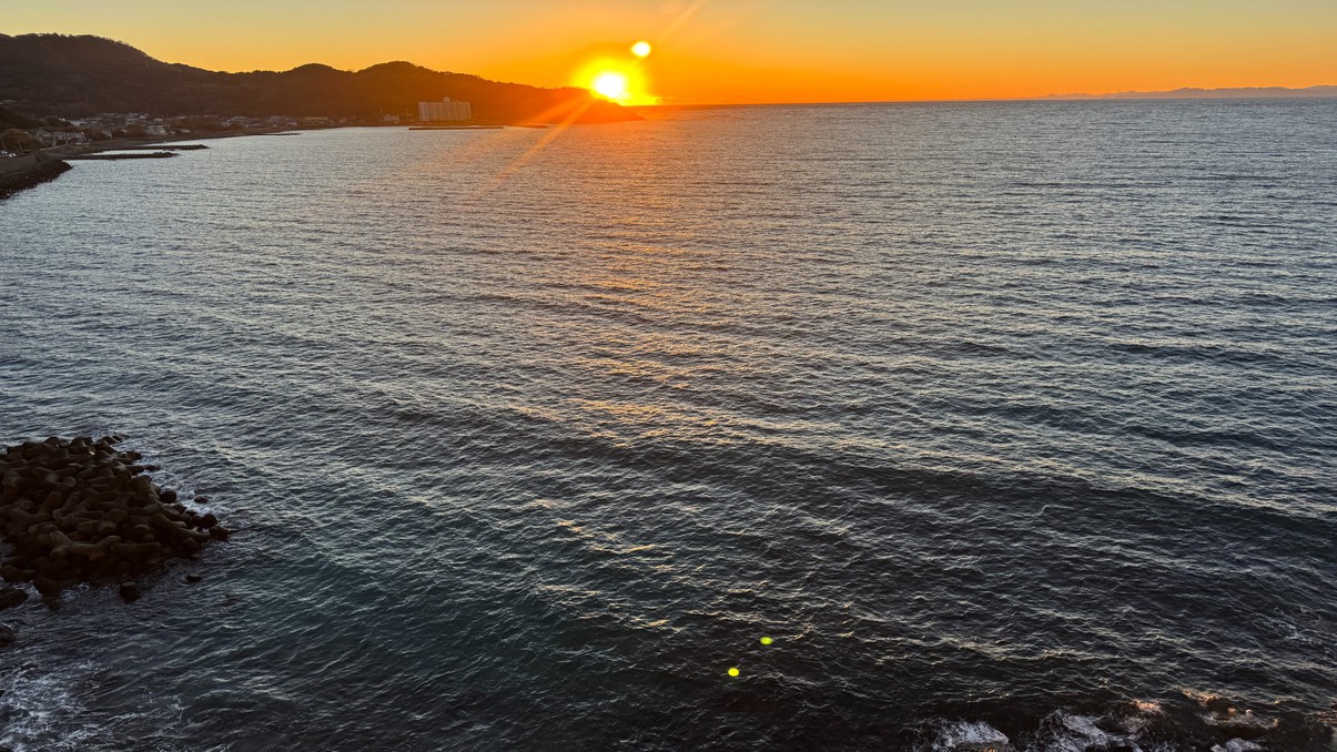 駐車場からの夕日