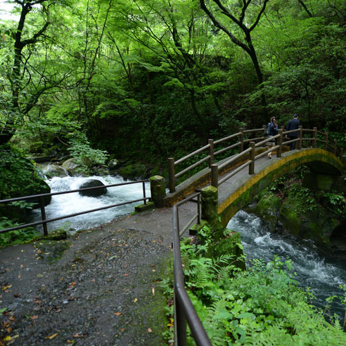 ＜天安河原＞天安河原までの道のりにある太鼓橋。パワースポットとして有名です。