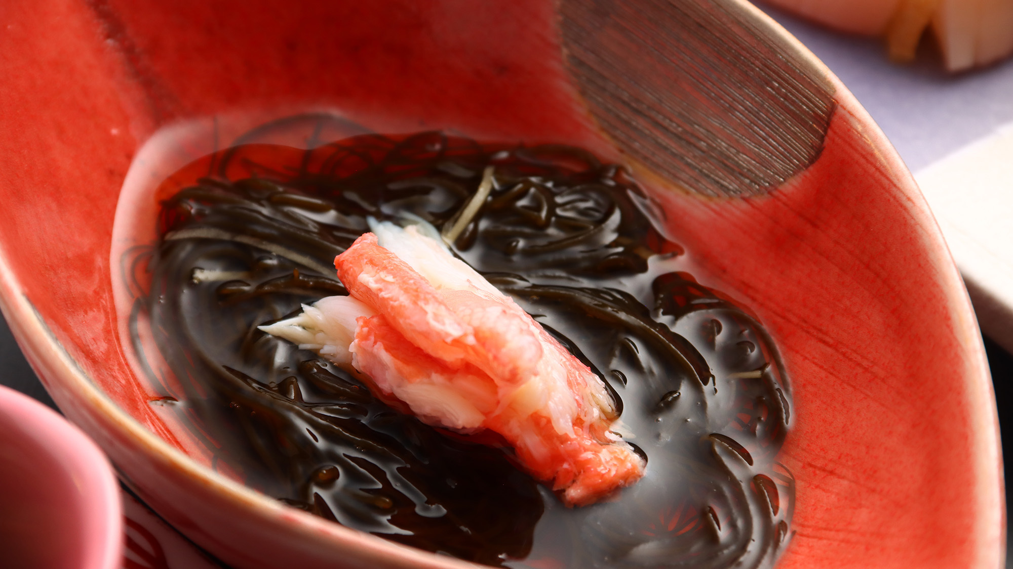 【夕食】  酢の物 プレミアム もずくカニ身 