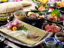 活きイカと佐賀牛と塩釜焼き
