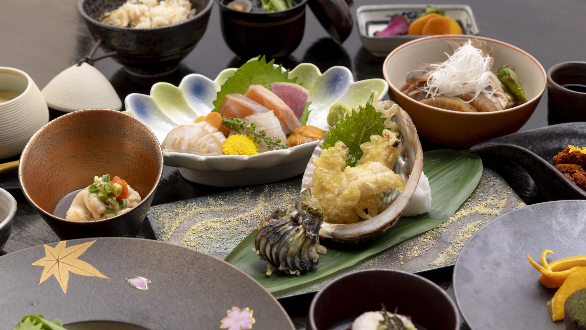 海鮮焼きプラン「活鮑の天婦羅」