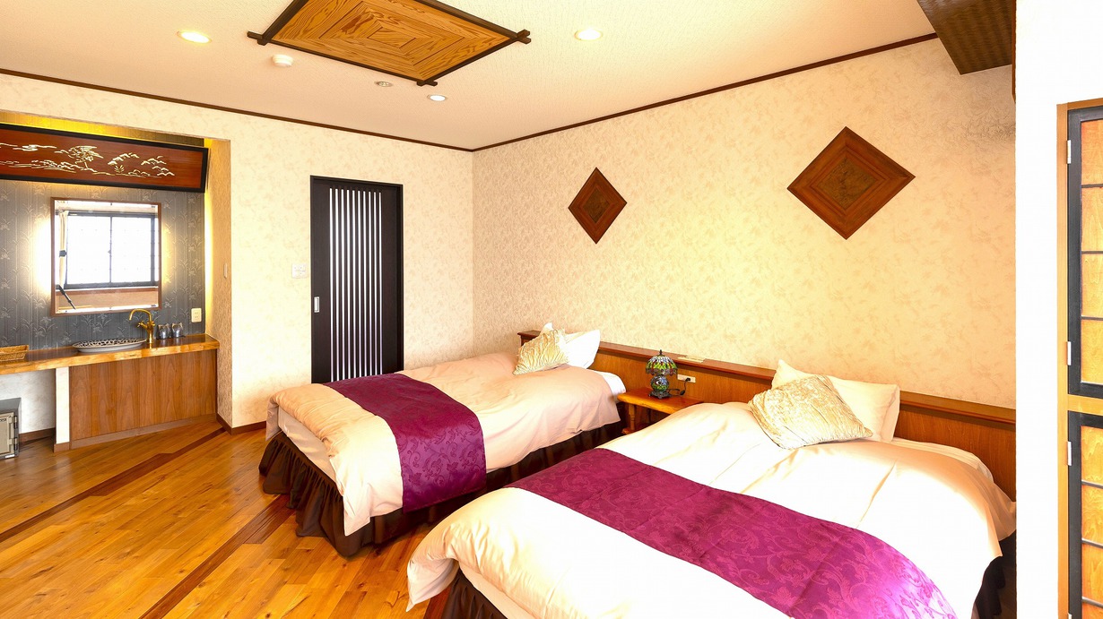 【洋室ツイン】開放感あふれるお洒落な洋室※風呂無し