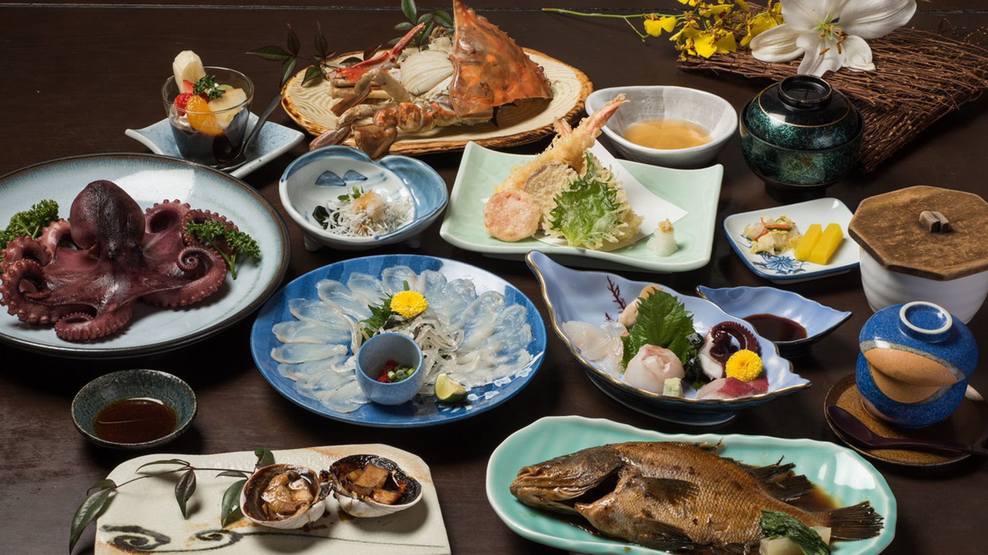・とらふぐ・てっさと崎っぽ料理のコラボを楽しむコース