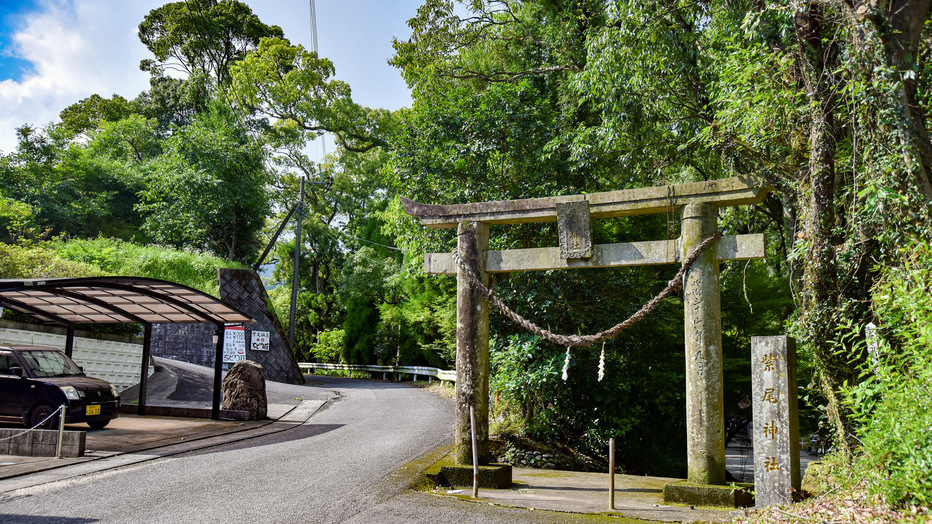 *【紫尾神社】拝殿下より湧き出る「神の湯」。