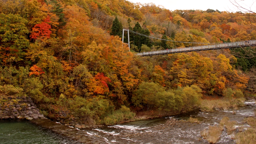 *【やまびこ吊り橋】東北一の長さを誇り、橋の中央から見る不忘山は絶景。【当館から車で約30分】