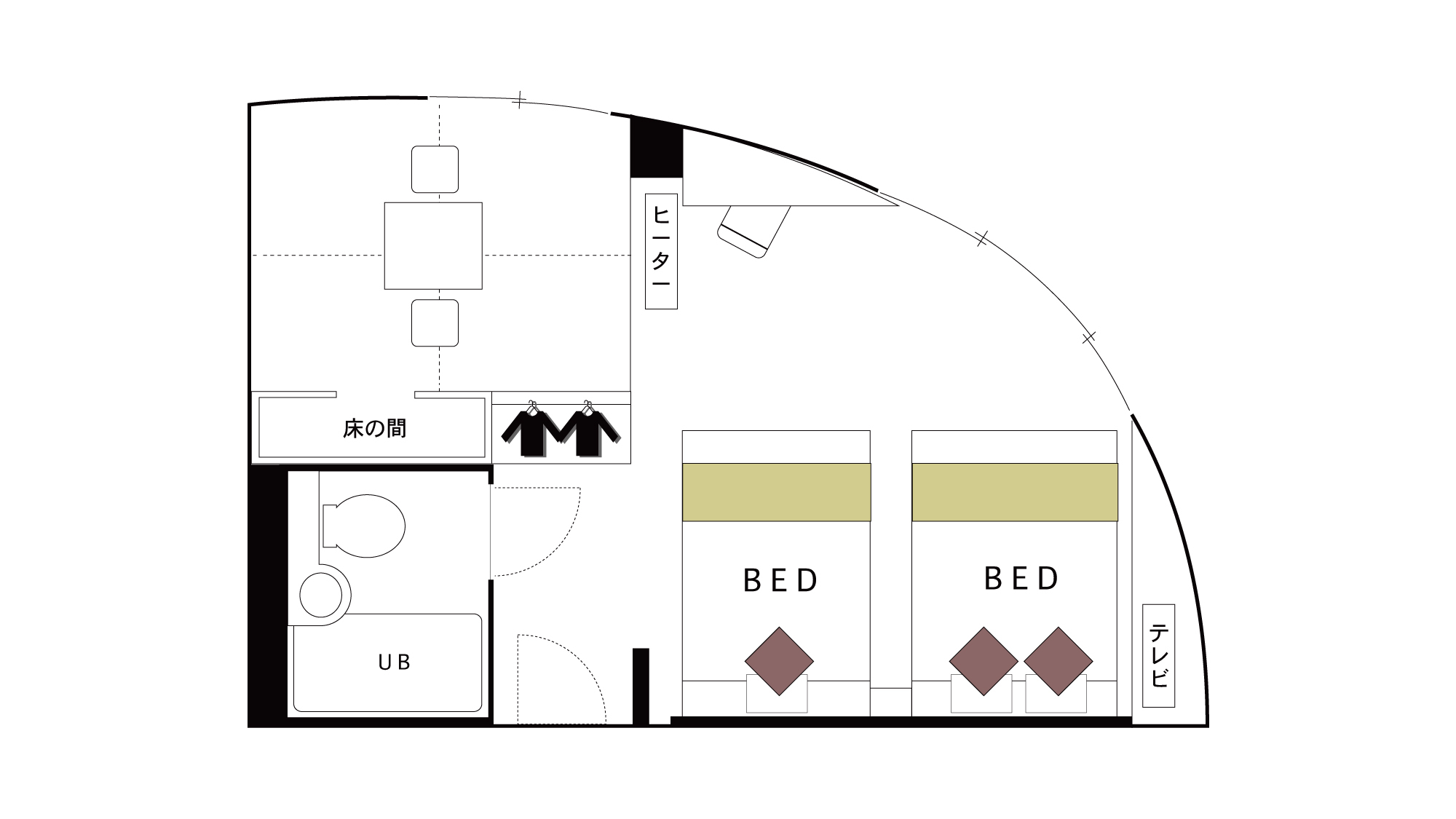 デラックスツインルーム〈間取り〉