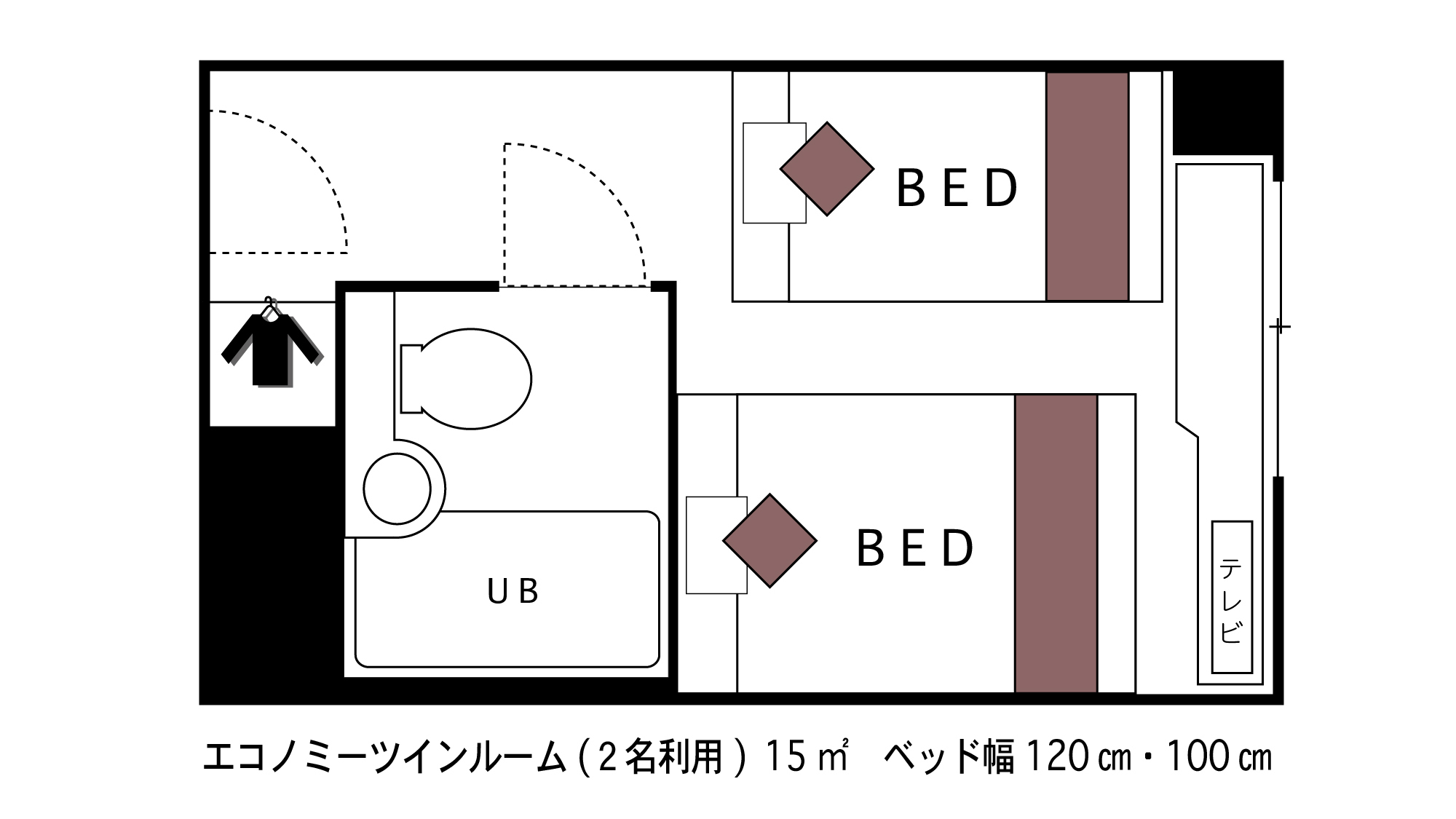 エコツインルーム広さ15平米間取り図