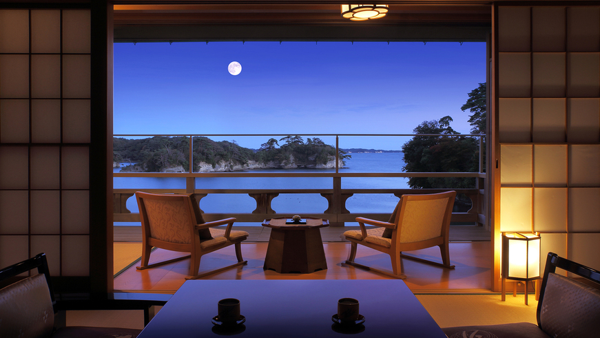 芭蕉も憧れた、日本三景のひとつ「松島の月」をお部屋から。
