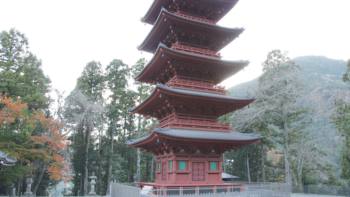 観光久遠寺〜五重塔〜400年前に建てられた元和の塔を復元・再建しております。山本坊より車で5分