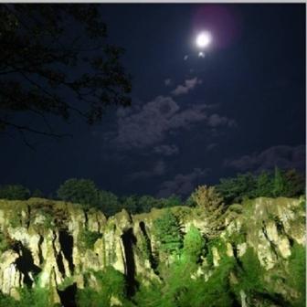 なんとも美しい月夜の土柱