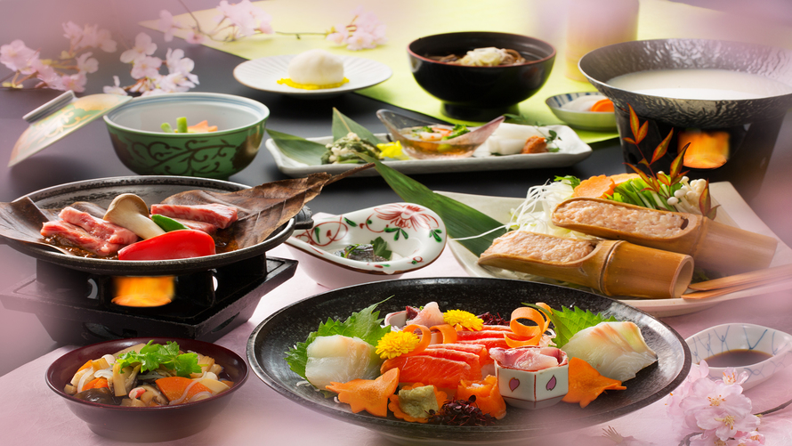 ご夕食の一例♪会津の地元の品々にこだわった「地産地消」のご夕食♪