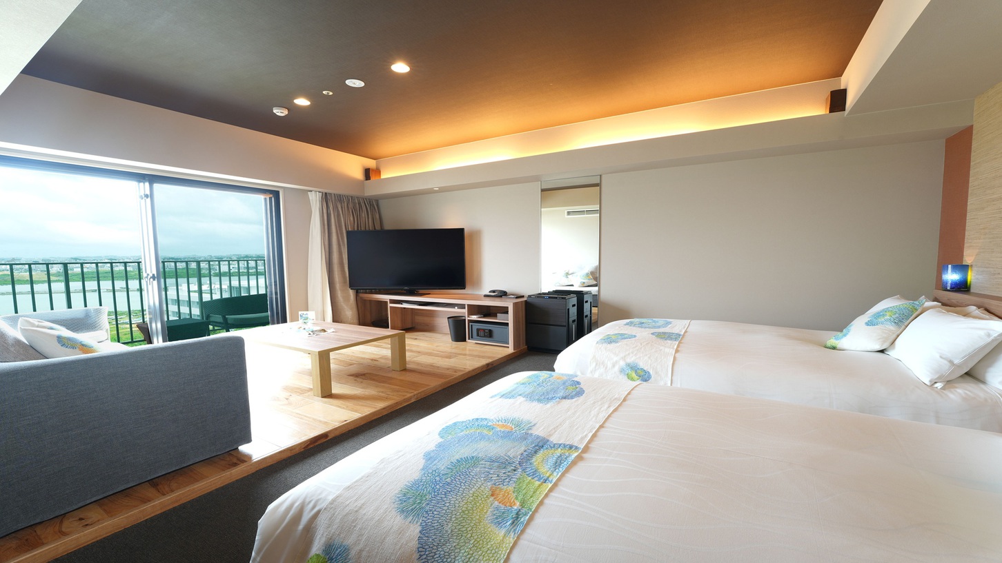 按司デラックスツイン(エアポートビュー・源泉かけ流し露天風呂)