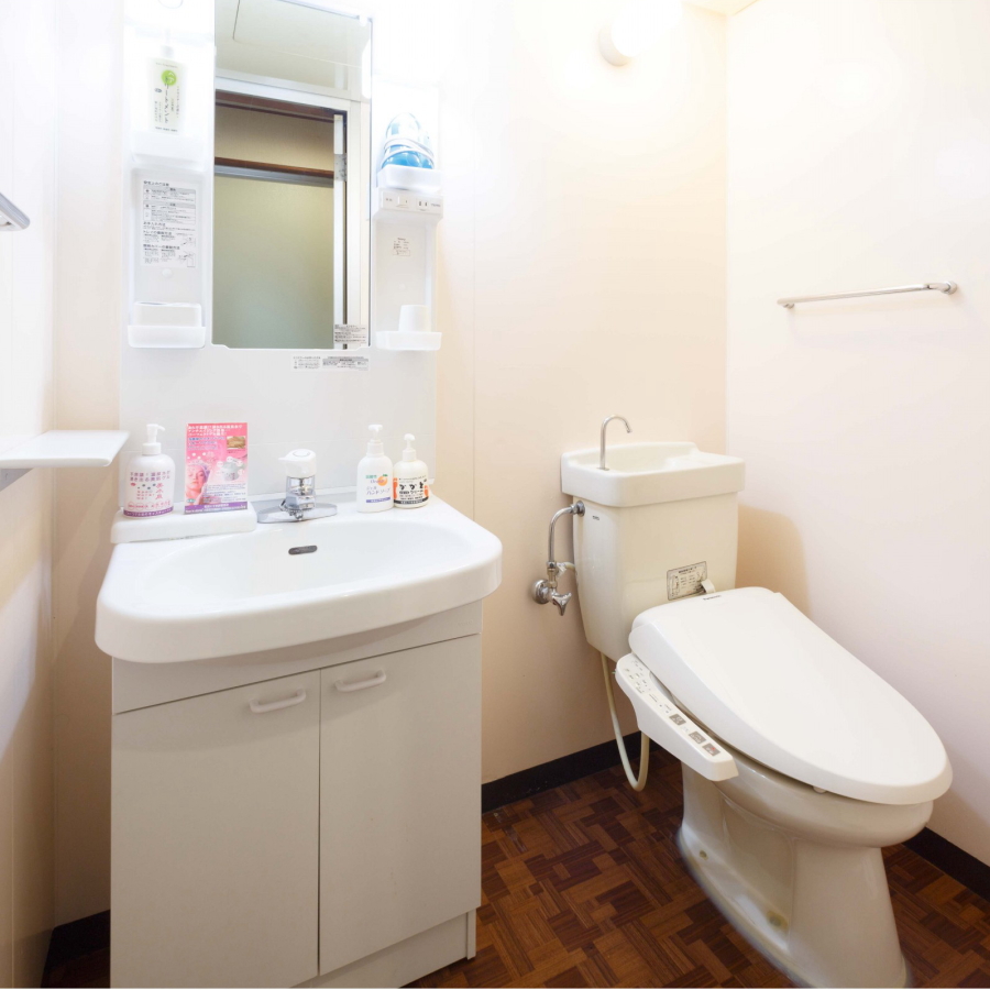 和室１２畳のお部屋の洗面とトイレ（清浄機能付）