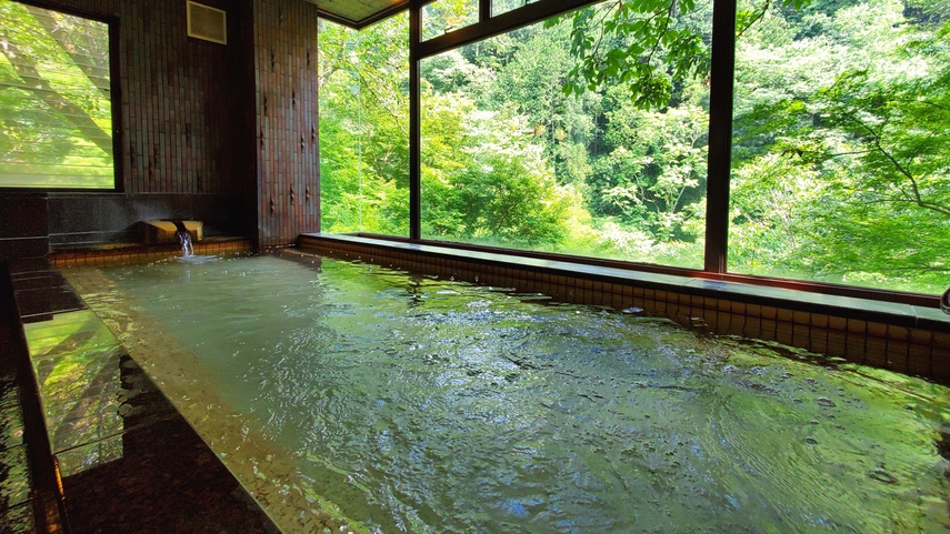 開放的な窓から望む一面の緑と温泉でゆったりとしたひとときを。 (3)