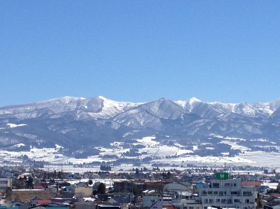 屋上からの風景。喜多方市内が一望できます。
