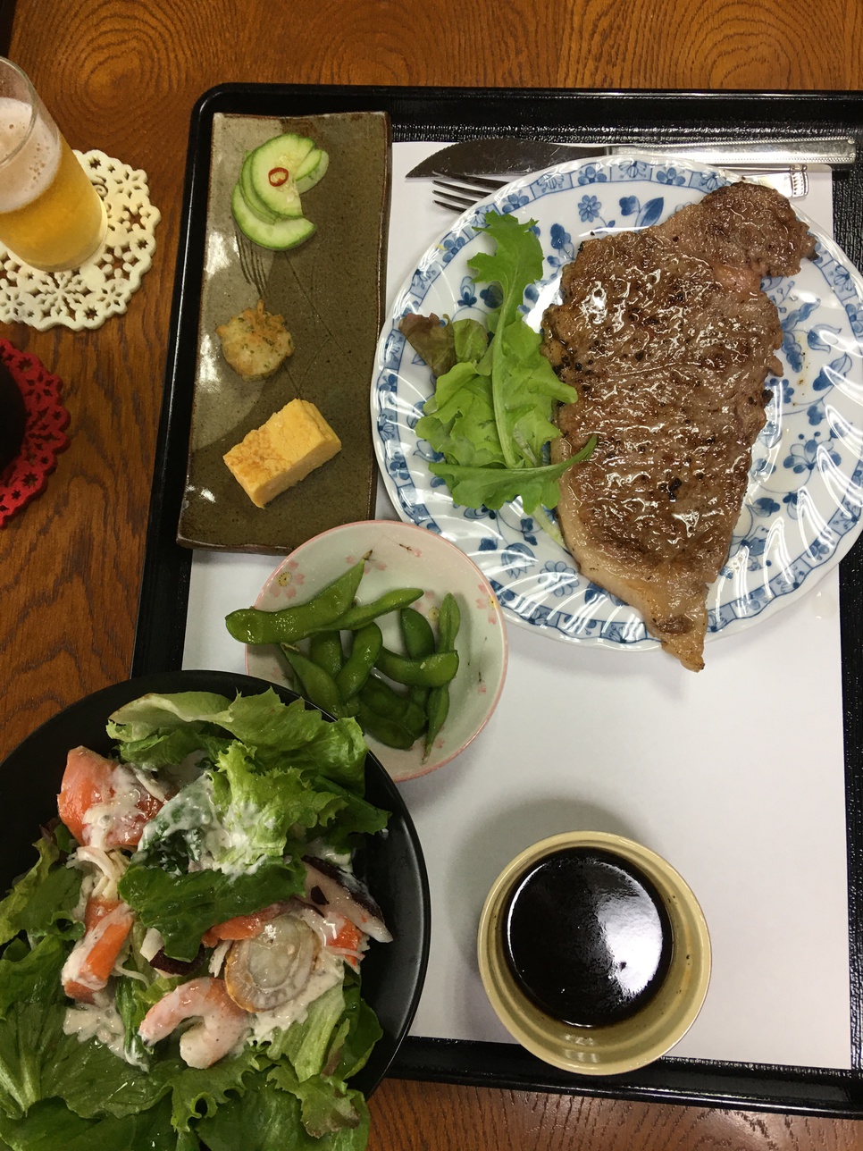 島根牛ステーキ夕食