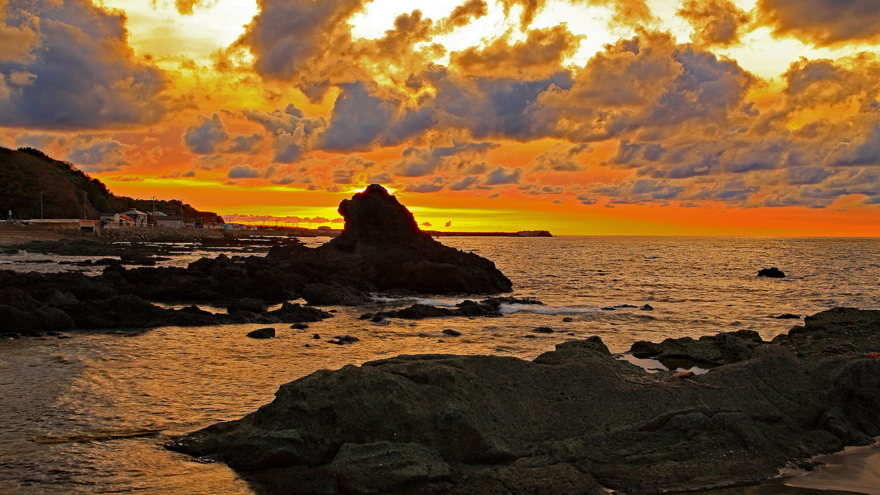 深浦日本夕景夕陽海岸