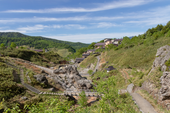 万座温泉湯畑の遊歩道