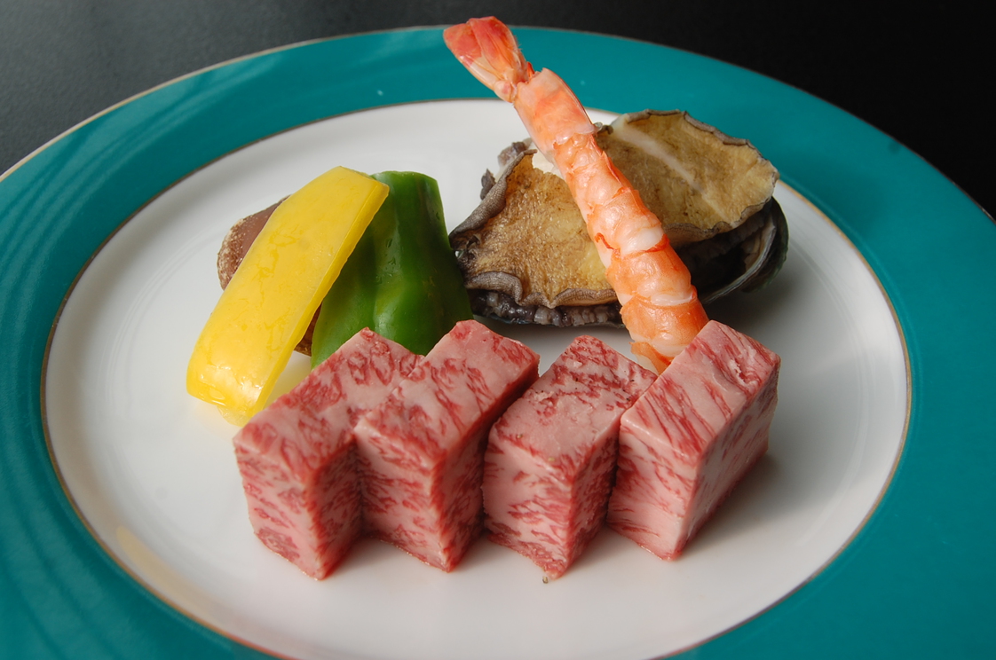 ☆ドリンク無料☆【ごろっと鮑＆仙台牛】特選！A5仙台牛サーロインを“ダブル盛り”！極上肉ジュ〜プラン