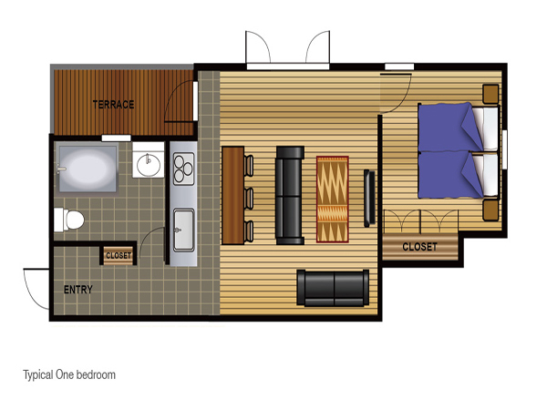 1ベッドルーム見取り図
