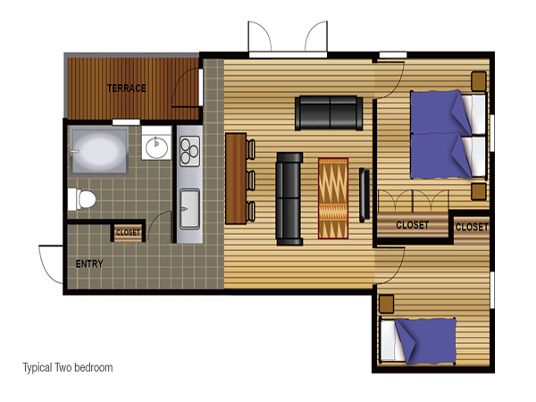 2ベッドルーム見取り図