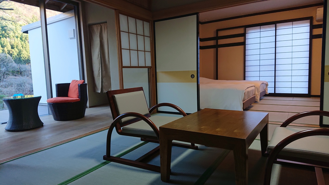 *和室二間そらの湯／8畳+12畳のゆったりした広さとなっております