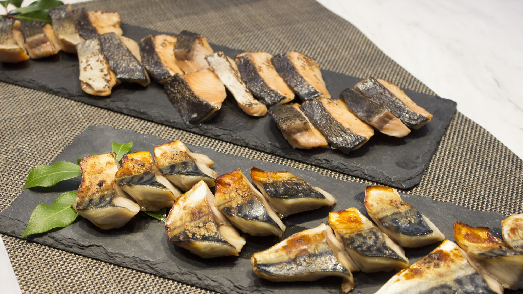 １Ｆレストラン「パティオ」朝食バイキング：焼き魚は塩焼き・西京焼き・幽庵焼きのいずれかでご提供