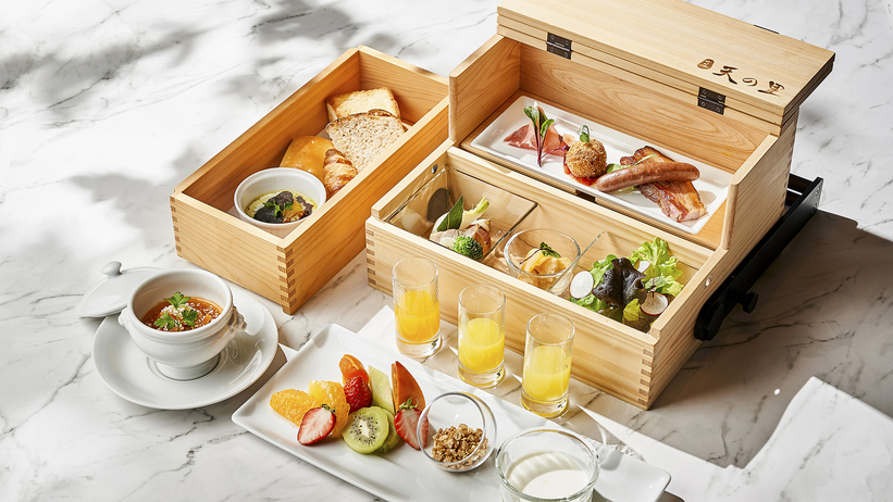 【選べる朝食-洋食-】ボックス形式でご提供。「自家製・無農薬・自然農法」で、体にやさしい美味しさを。