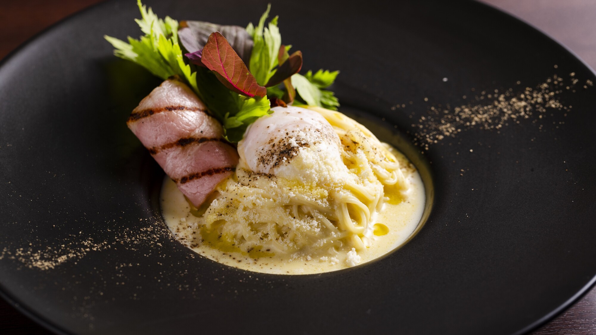 【朝食】おらが町コラボメニュー「栗原豆腐店」の冷製豆乳カルボナーラ