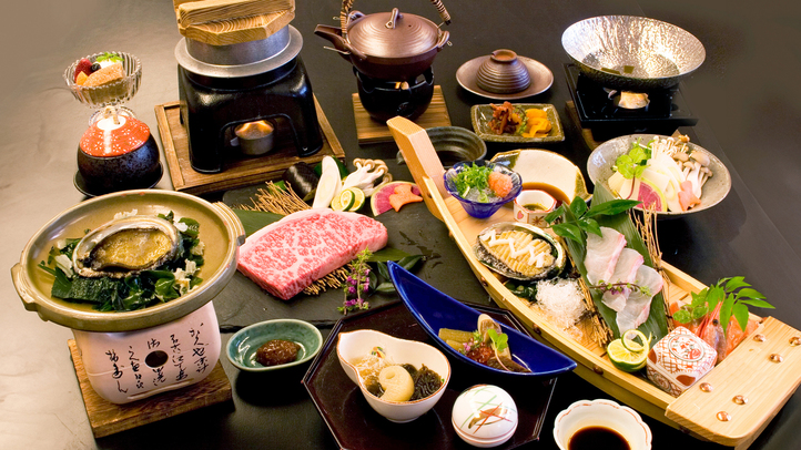 【超贅沢 あわびのしゃぶしゃぶと酒蒸し、しまね和牛200ｇ】