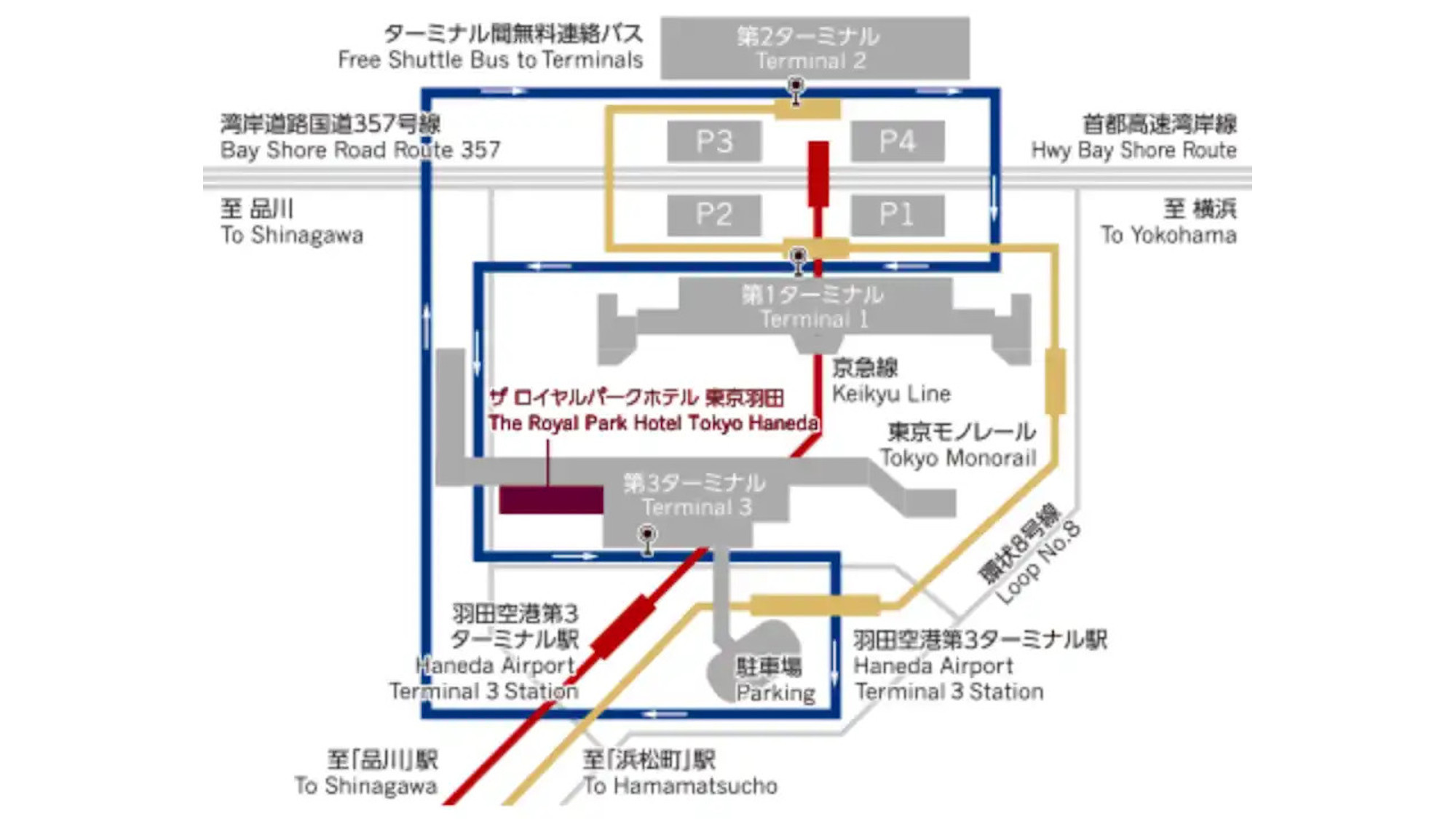 第3ターミナルと第1・第2ターミナル間のご移動は、ターミナル間無料連絡バスが便利です。