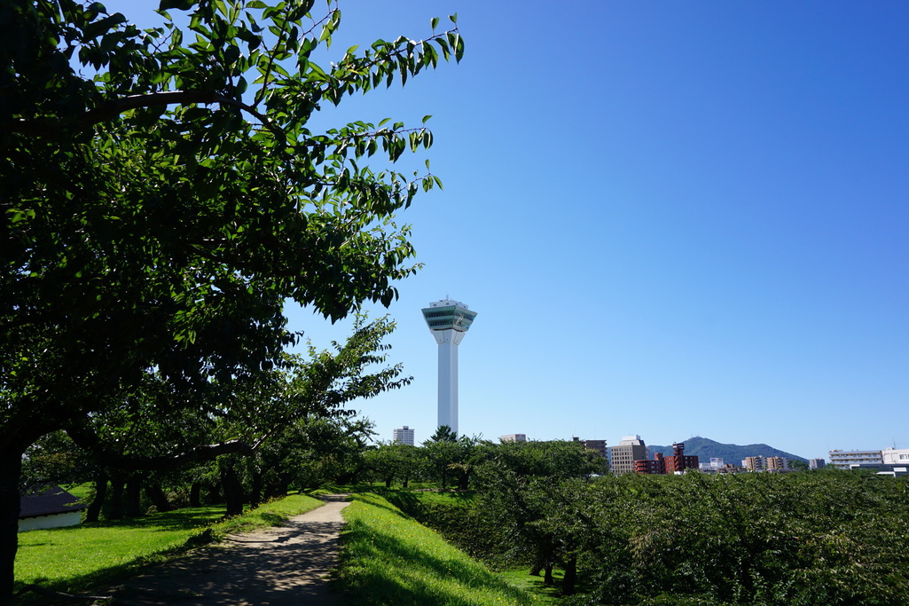 五稜郭タワーと函館山〜特別史跡五稜郭公園からの景色