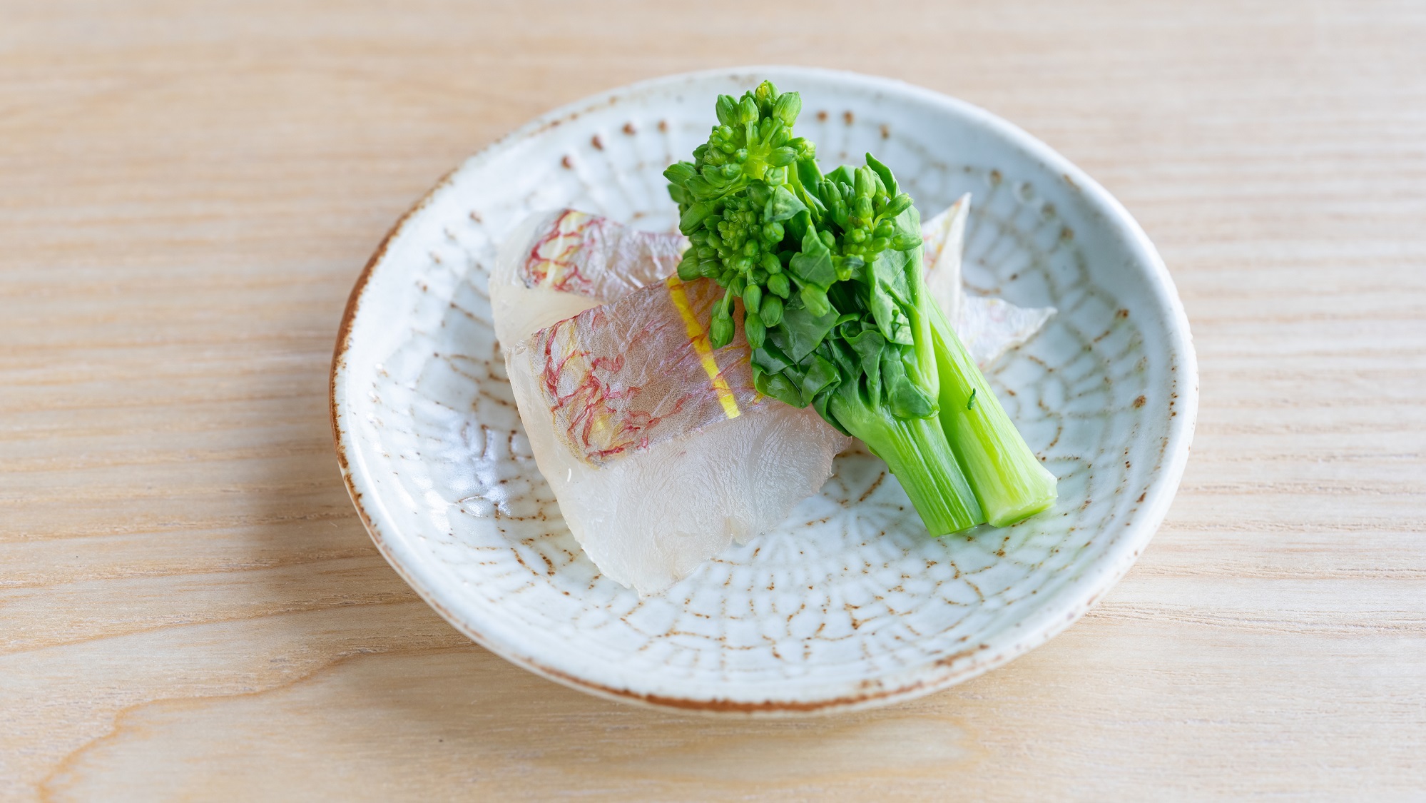 いとよりの昆布締め菜の花辛し和え(お通し12種)