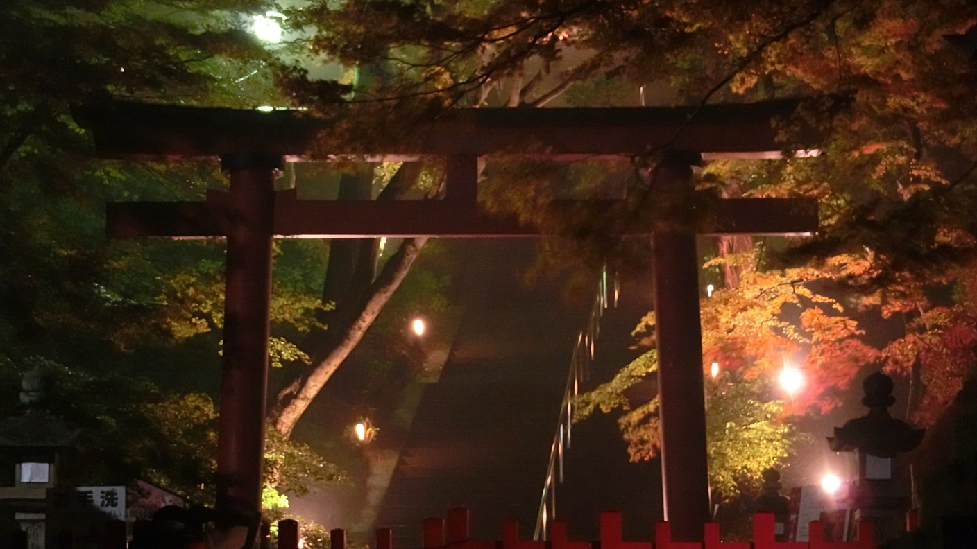 談山神社秋の紅葉ライトアップ