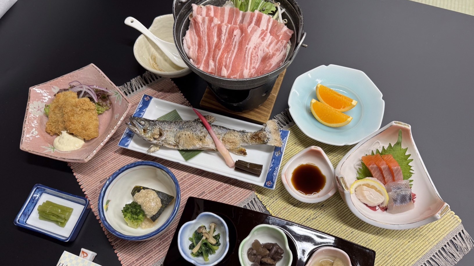 高田大岳膳：岩魚フライバージョン（小鉢３種）（夕食）