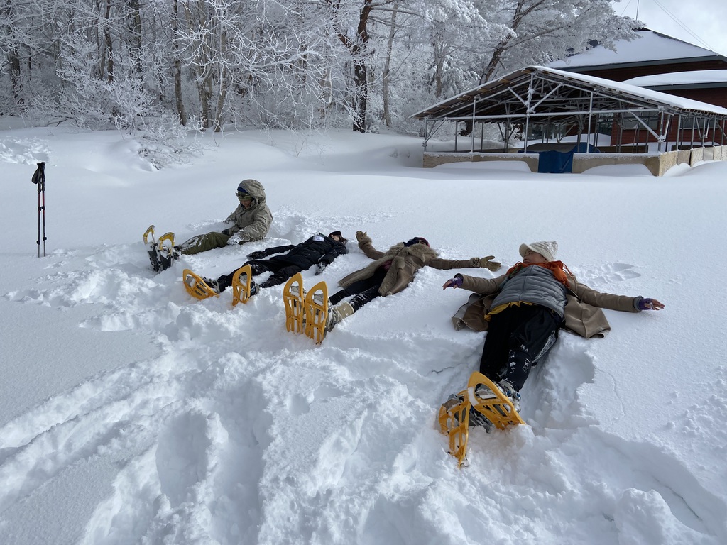 敷地で雪上散策