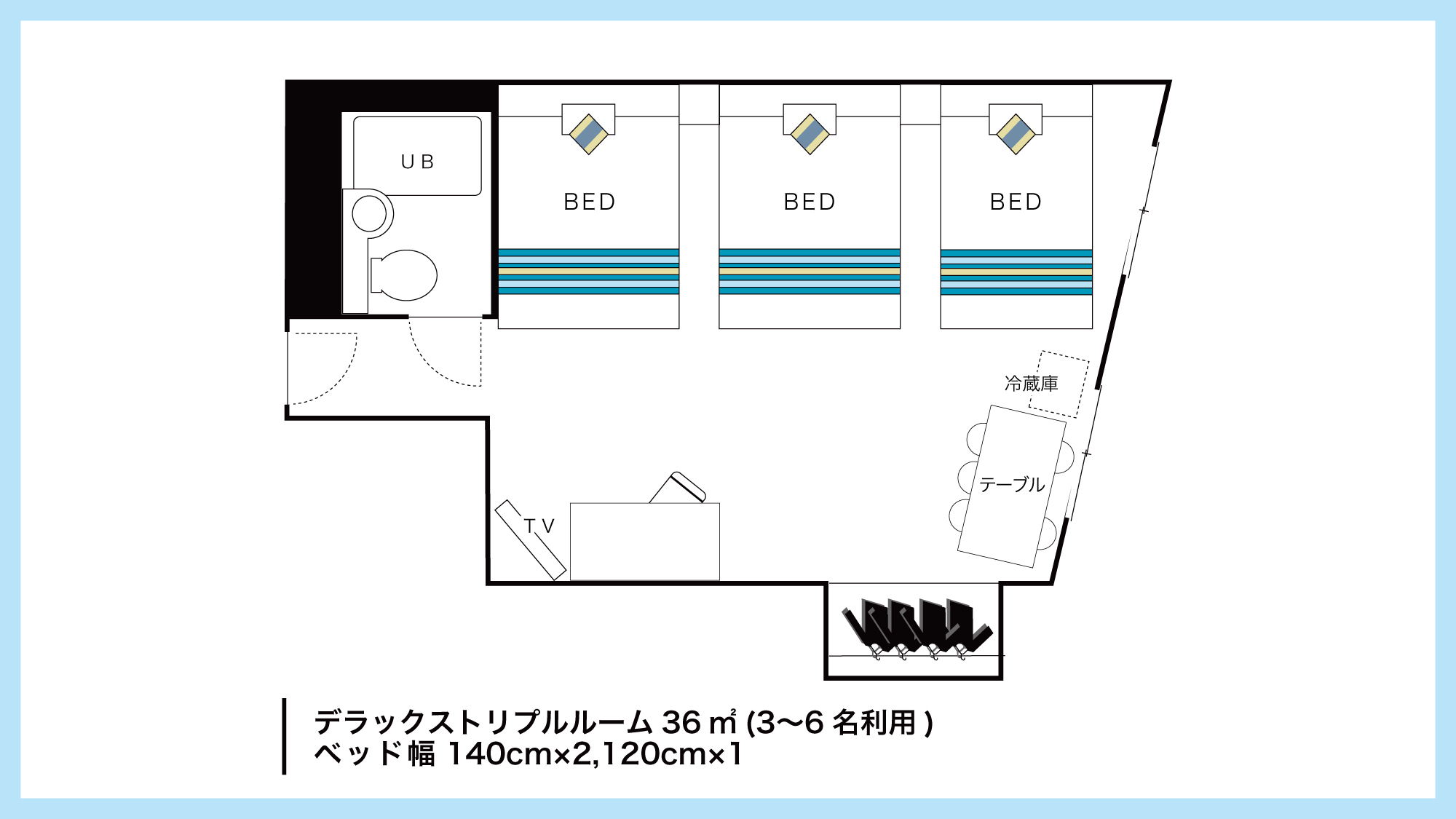 【デラックストリプルルーム間取りイメージ】