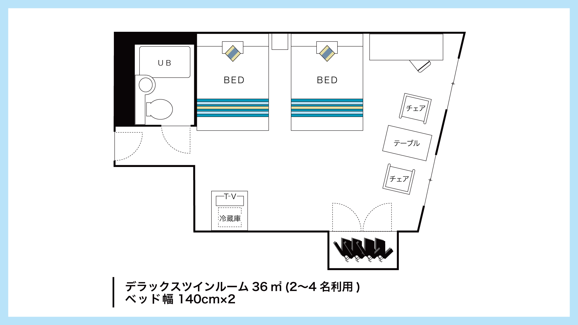 【デラックスツインルーム間取りイメージ】