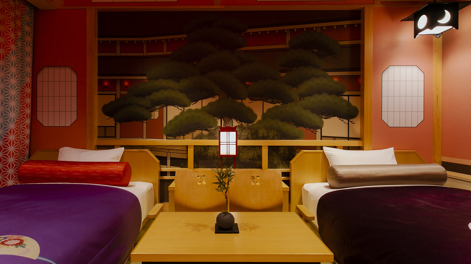 【歌舞伎ルーム‐松】枕元には、オリジナル書き下ろしの舞台背景が。 (C) SHOCHIKU