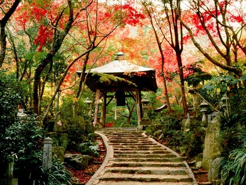 【三滝寺】弘法大師が梵字１字を石に刻み、岩の中に安置したのが三瀧観音堂だと言われております。