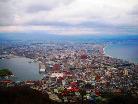 函館山からの函館の街並み昼間の風景