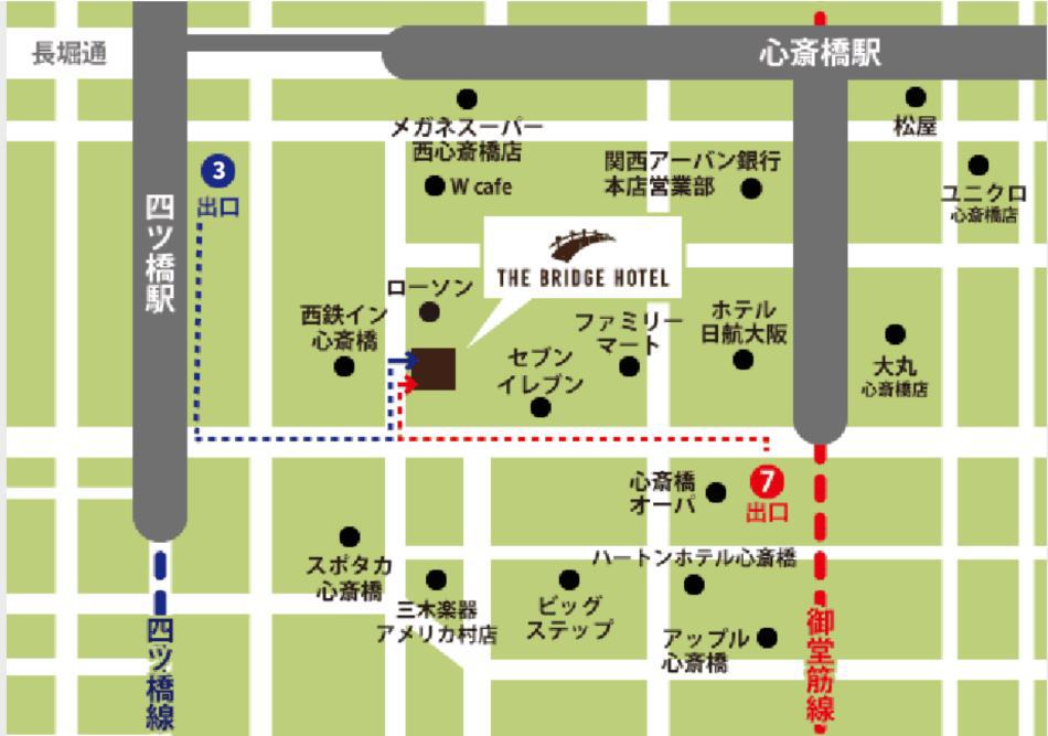 【ホテル周辺地図】心斎橋の中心にあるのでコンビニや飲食店多数あります。