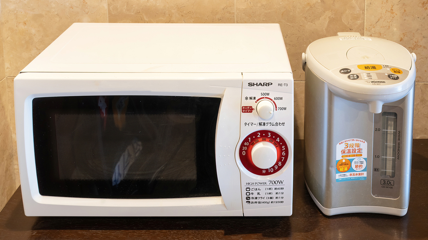 【館内設備】電子レンジ・ポットなど完備