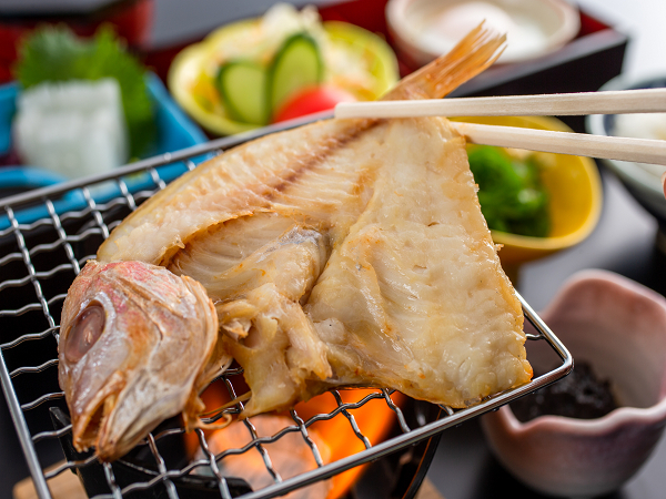 朝食の干物は、軽く炙るとさらに美味しくいただけます