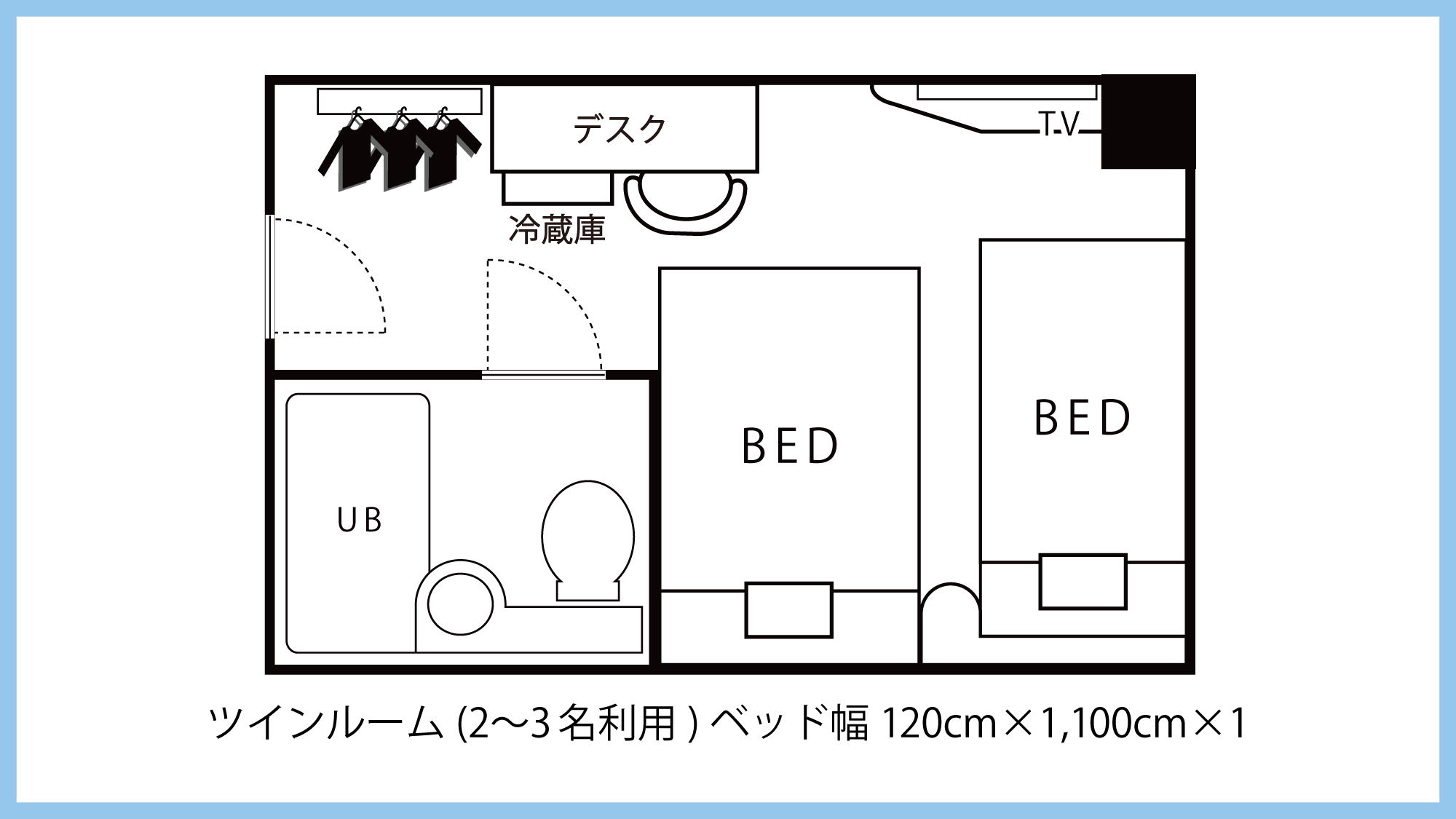【禁煙】ツインルーム〈間取り〉